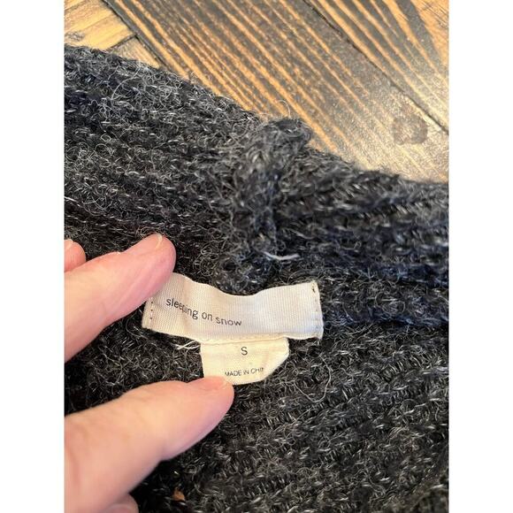 Sleeping on Snow Wool Open Front Cardigan Sweater Women Small Black Neutral Knit - Picture 2 of 10